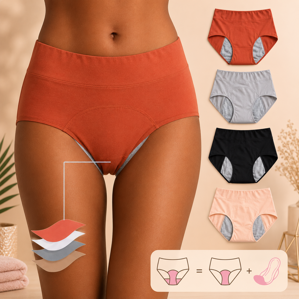 Culotte menstruelle taille haute ultra-absorbante - 03 PCS