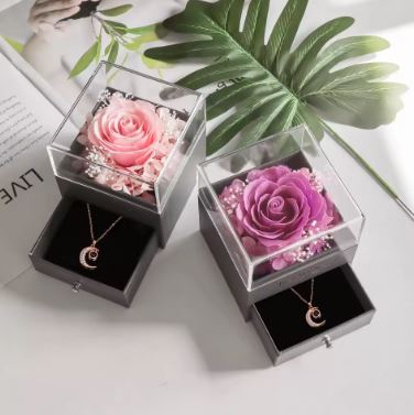 Coffret Rose Éternelle & son Collier d'Amour.