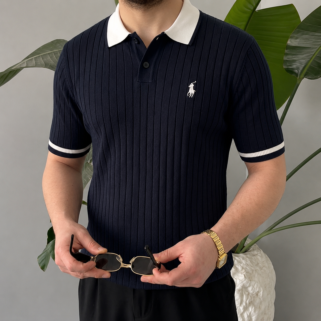 Polo Tricoté Côtelé Premium — Style Élégant & Confort