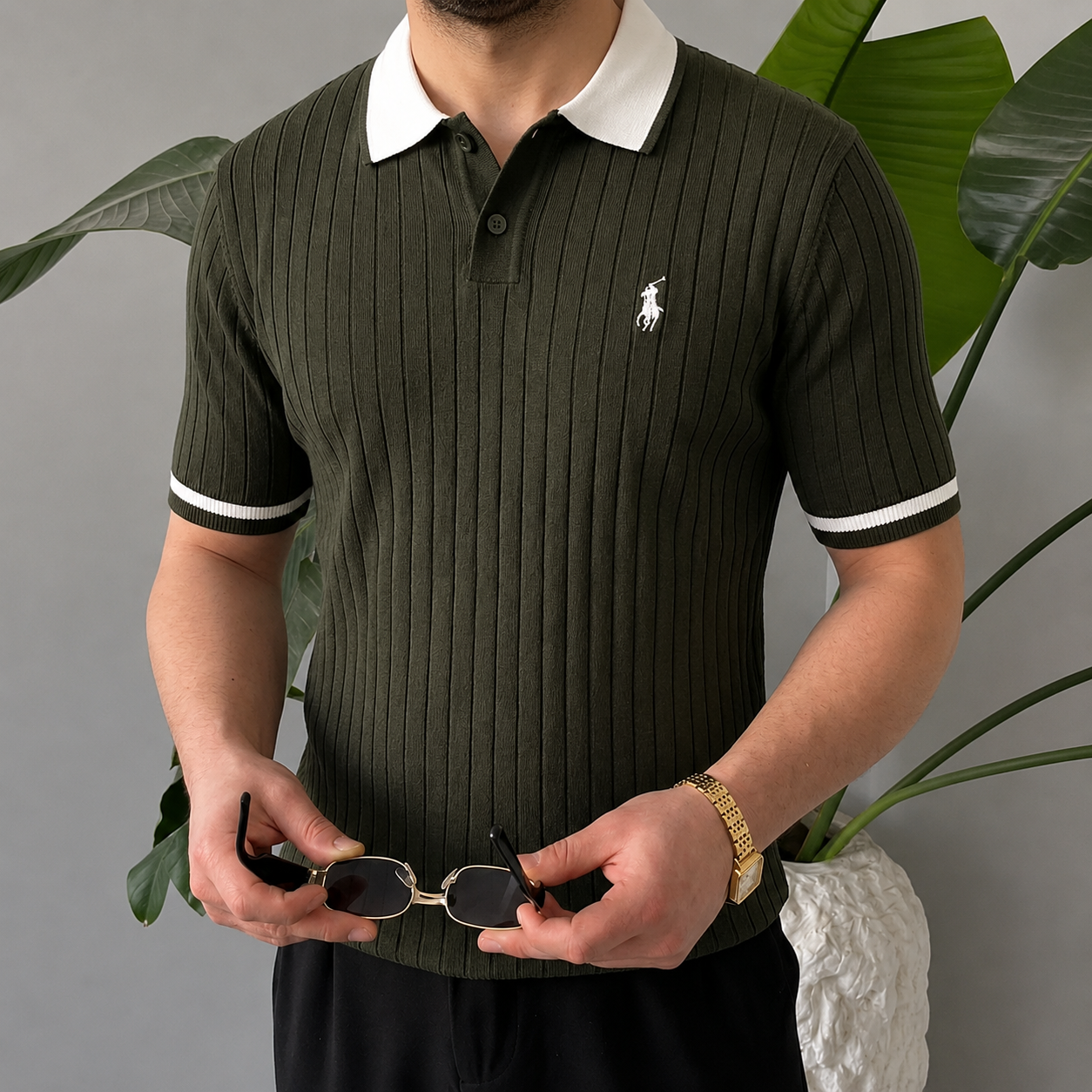 Polo Tricoté Côtelé Premium — Style Élégant & Confort