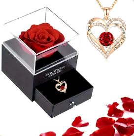 Coffret Rose Éternelle & son Collier d'Amour.