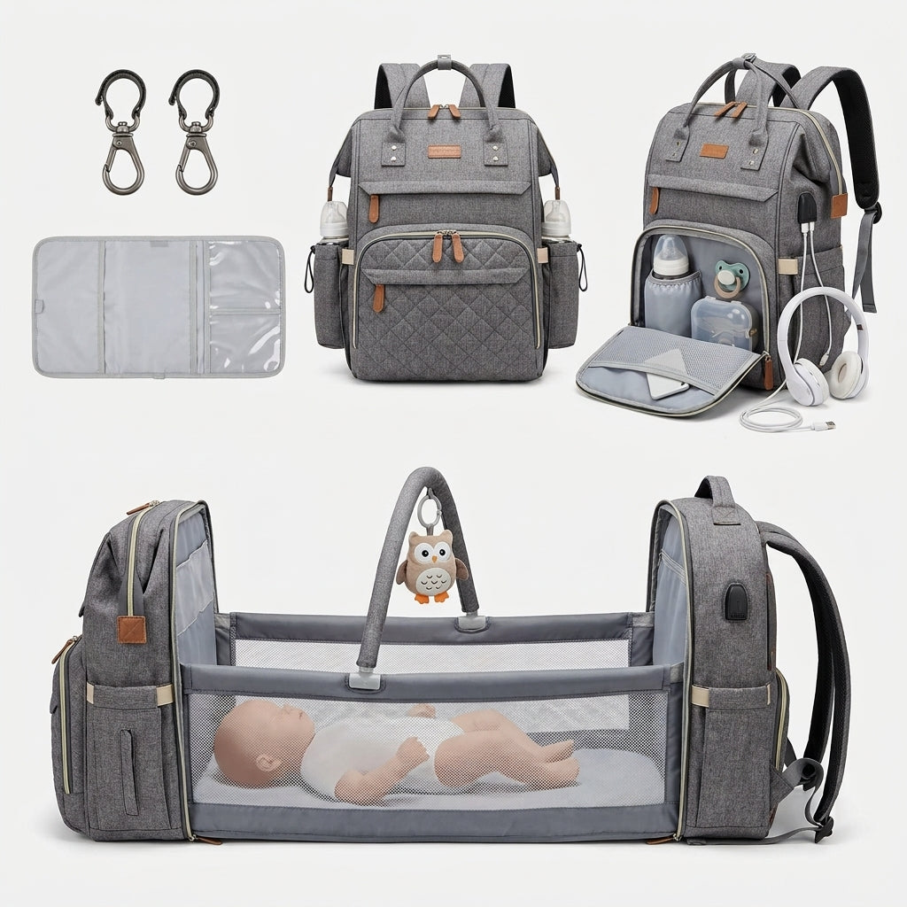 Sac à Langer Multifonction — Sac à Dos, Tapis à Langer Inclus